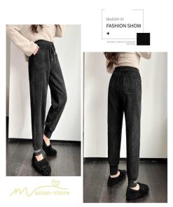 チノ・テーパード・ジョガー・スキニーパン | テーパードパンツ 厚手 裏起毛 レディース パンツ ロング丈 着痩せ ウエストゴム 秋冬コーデ 白 黒 おしゃれ ハイウエスト 暖かい 防寒 カジュアルパンツ