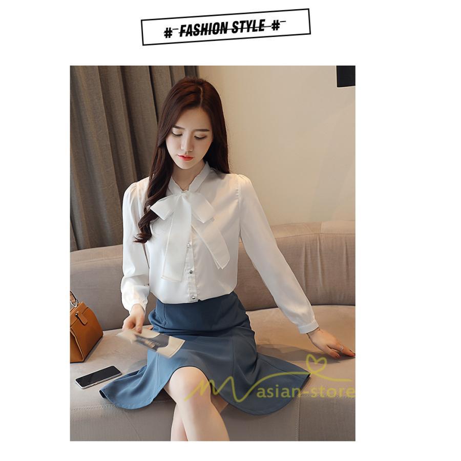 在庫ある | 短納期ブラウスレディースシャツ シフォンブラウス ビジネスカジュアルシャツトップス オフィスブラウス フォーマルシャツ 薄手 春夏衣装 リボン 通学通勤