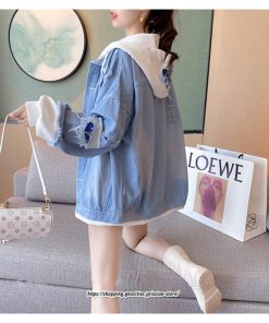 コート・ジャケット | デニムジャケット Gジャン レディース フード付き トップス アウター アウトドア 無地 シンプル ジージャン 秋冬 通勤 春 送料無料 細身 着痩せ 秋