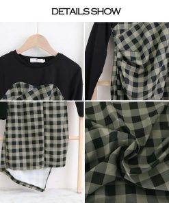 ワンピース | ドッキングチェック柄 長袖