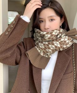 マフラー | アーガイル柄 ニットレトロ風
