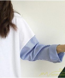 tシャツ・カットソー | Tシャツ レディース カットソー 長袖 シャツ 切り替え 可愛い スリット 体型カバー 夏服 春物 秋物 20代30代40代 トップス 黒 白 シンプル 学生 大人 女の子
