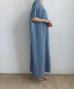 マキシ | ワンピース 夏 春 レディース 半袖 カジュアル 30代 20代 ロング かわいい 無地 5分袖 ゆるシルエット 体型カバー ビッグシルエット カジュアル