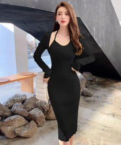 タイト | ニットワンピース長袖 タイトワンピース ストレッチワンピース 長袖ワンピース 膝丈 スリム お呼ばれ セクシーワンピース 上品 高級感 美ライン