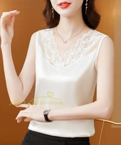 キャミソール タンクトップ | トップス タンクトップ レディース ノースリーブ Vネック Vネックタンク 20代30代40代50代 ママ 母 インナー カジュアル お出かけ カシュクール レース付き