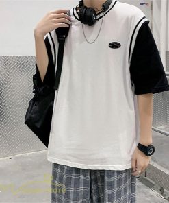 Tシャツ | Tシャツメンズ 重ね着風 半袖 Tシャツ おしゃれ ゆったり カジュアルシャツ クルーネック 新作 大きいサイズ 切り替え サマー上品 春夏 ファッション