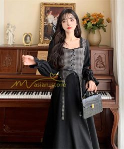 マキシ | フェイクワンピース 秋 レディース 30代40代ワンピース 長袖ワンピース レイヤード風ワンピース Aラインワンピース かわいい お呼ばれ 腰着痩せ 美ライン