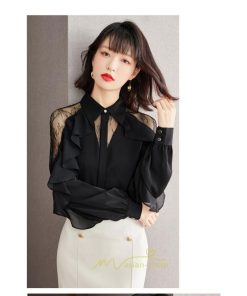 シャツ・ブラウス | ブラウス シャツ レディース 40代 春夏 オシャレブラウス レース 肩出しブラウス ドルマンスリーブ ブラウス トップス 通勤 体型カバー フォーマル 上品 黒