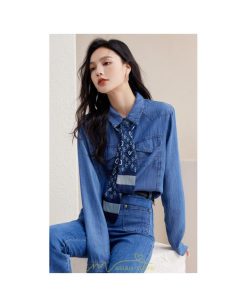 シャツ・ブラウス | デニムシャツ シャツ トップス レディース ブラウス 着痩せ デニム カジュアル エレガント 通勤 通学 オシャレ キレイめ 2022 上品 ナチュラル 秋服 可愛い