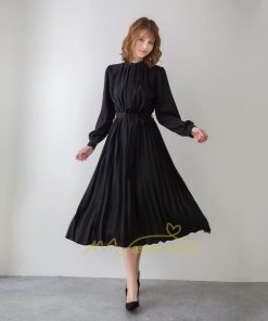 マキシ | プリーツワンピース ワンピース レディース ロングワンピース ミモレ丈 秋物 長袖 長袖ワンピース お呼ばれワンピース 大人 揺れる 二次会 シャツワンピース