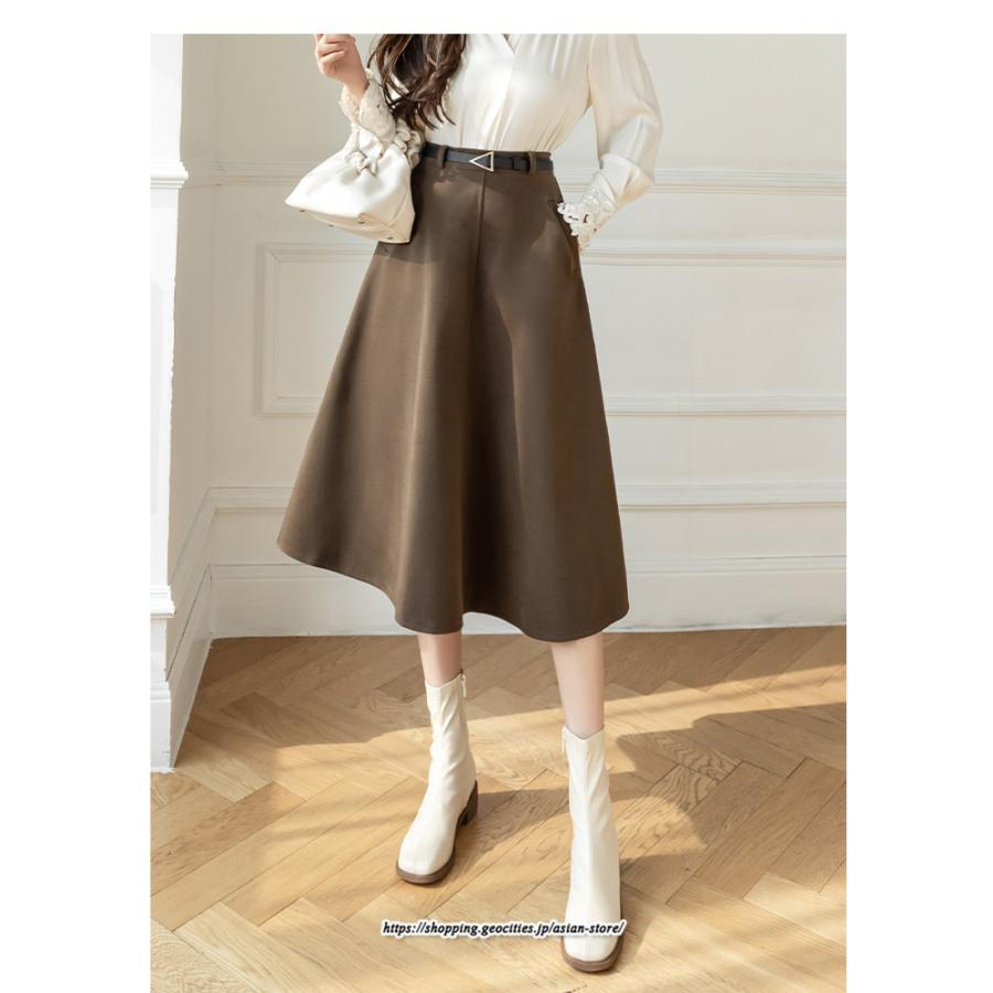 スカート | ロング レディース ロングフレア冬 ミモレ丈 暖かい ボトムス ロング丈 膝下 30代 40代 50代 通勤 ラシャ 暖か 通学 2022年秋冬