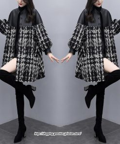 コート・ジャケット | チェスターコート レディース ロングコート アウター 黒 コート チェック柄 ラシャ 切り替え ゆったり 上品 あったか 2022新作 カジュアル 秋冬