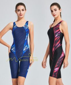 水着 | フィットネス プリント レディース フィットネスオールインワン 体系カバー スリムデザイン 競泳用 体型カバー 練習用 ワンピーストレーニング