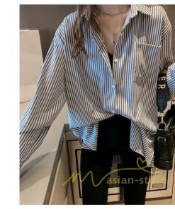 在庫ある | 短納期シャツレディースブラウス ビジネスカジュアルゆったりシャツトップス フォーマルシャツ オフィスブラウス ストライプ 薄手 通学通勤 春夏衣装 着痩せ