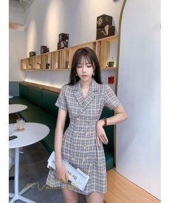 ミニ丈 | シャツワンピース レディース きれいめ チェック柄 夏新作 2021 コーデ カジュアルワンピ 韓国風 着痩せ 細身 日常感 レトロ 上品 アウトドア お出かけ デート