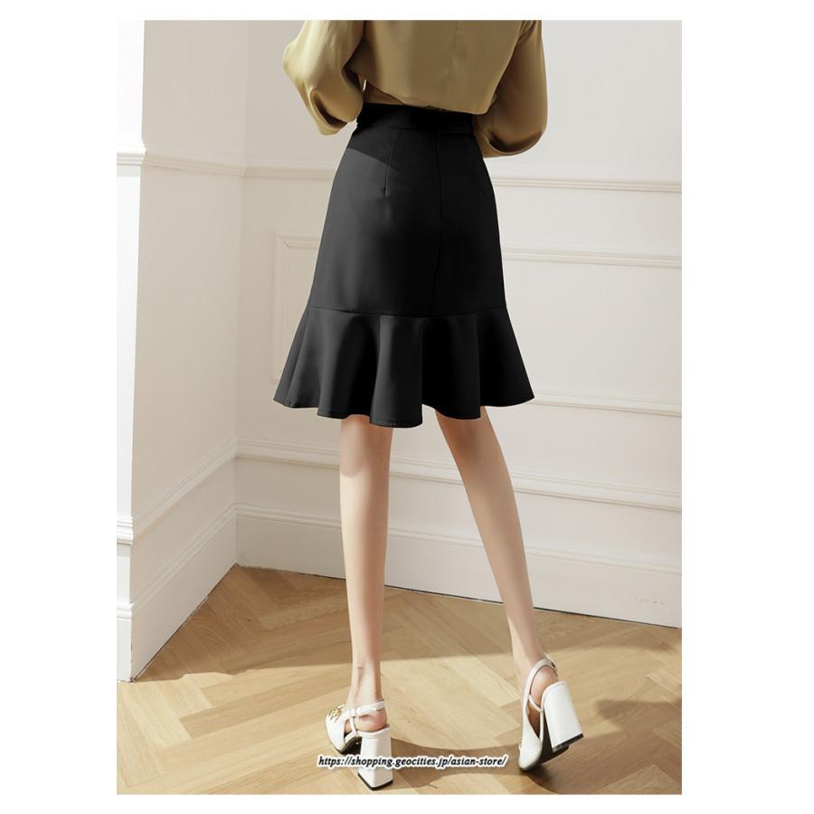 スカート | レディース ミニ膝上 マーメイド着痩せ フェミニン 優雅 上品 フリル 2022新作 韓国風 秋冬コーデ キレイめ 通勤 オシャレ 通学
