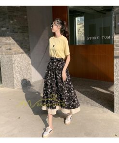 スカート | フレアロングレデイース リネンウエストゴム 綿麻混 マキシマキシ リゾート 体型カバー 上品 重ね着風