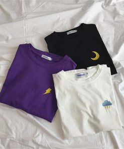Tシャツ | Tシャツ メンズ 半袖 無地 レディース 天気 刺繍 カジュアル シンプル 夏新作 ゆったり 半袖カットソー 夏 大きいサイズ 2022 ゆったり ファッション