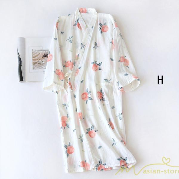 パジャマ ルームウェア | ルームウェア ネグリジェ パジャマ レディース ダブルガーゼ 綿100% ワンピース 長袖 ロング 春 夏 秋 薄手浴衣 バスローブ 花柄 おしゃれ かわいい 寝巻き