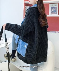 コート・ジャケット | ジャケット レディース 長袖 トップス ニット ニットカーディガン 切り替え デニム アウター 配色 デザイン おしゃれ 冬 カジュアル 2022 秋 カーディガン