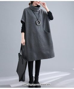 マキシ | ニットワンピース レディース チュニック デザイン タートルハイネック ニット 暖か 斜めスリット 着痩せ キレイめ 上品 おしゃれ フェミニン 通勤