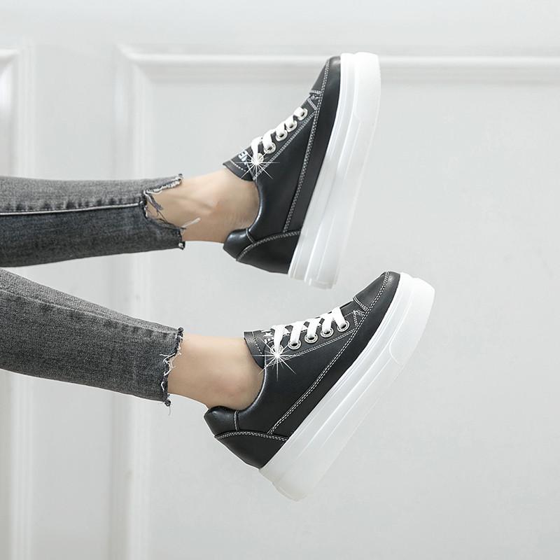 スニーカー | 厚底シューズ レディース 厚底 レースアップ ラウンドトゥ ウォーキングシューズ 靴 白 シューズ 厚底スニーカー ローカット スポーツ 黒