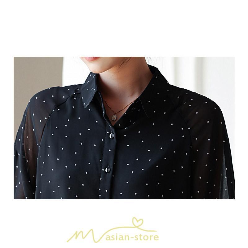 シャツ・ブラウス | ブラウス レディース きれいめ 40代 春秋新作 オシャレブラウス シャツ 長袖トップス Vネックブラウス 大人 シャツ30代 ゆったり 通勤 50代 ドット柄