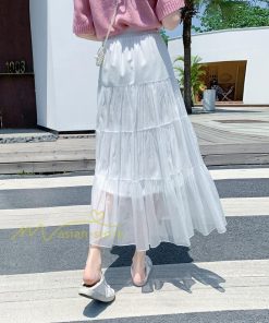 スカート | レディース チュール春夏 コーデ ウエストゴム ロングフレア着痩せ 通勤 カジュアル ドッキング プリーツ通学