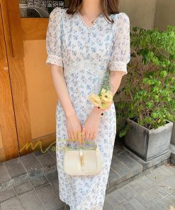 マキシ | ワンピース レディース 40代 膝丈ワンピース 春夏 半袖 通勤OL オシャレ結婚式ドレス Vネック 花柄ワンピース きれいめ お出かけ Aライン カジュアル 上品 2022
