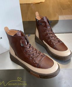 ショートブーツ | レディース ブーティー 太ヒール ブーツ ショートヒール カジュアル レースアップ 厚底 歩きやすい 厚底ブーツ コスプレ靴 編み上げブーツ