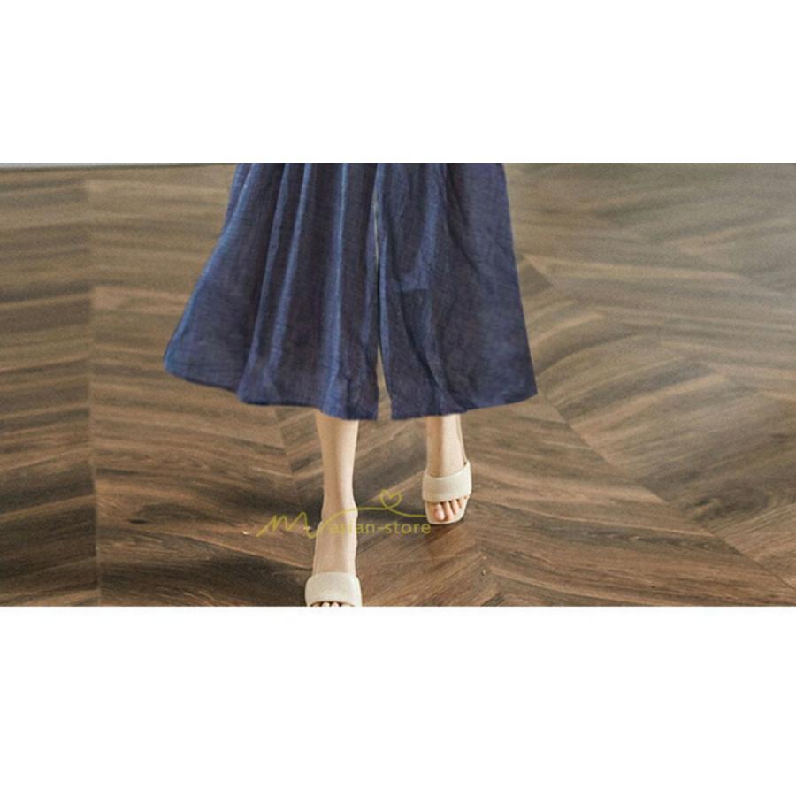 セットアップ | ワイドパンツ レディース きれいめ 2点セット トップス ブラウス ゆったり 体型カバー 上下セット 夏 パンツ カジュアル 綿麻 20代30代40代50代