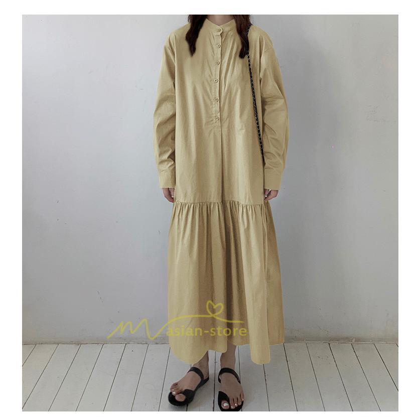 マキシ | シャツワンピース ワンピース 秋 春 レディース ロングワンピース 長袖 ロング丈 マキシ丈 体型カバー 無地 ゆったり 着痩せ 30代 40代 カジュアル 50代 夏物