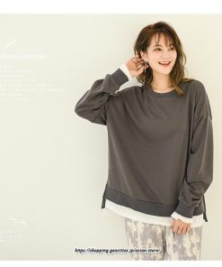 パーカー | スウエット トレーナー レディース トップス シャツ カジュアル 可愛い 春大活躍 レイヤードスタイル 長袖 大人 ボタンなし ゆったり 秋冬 防寒対策 送料無料