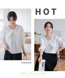 シャツ・ブラウス | トップス ブラウス 七分袖 シャツ きれいめ レディース 夏 白 赤 クルーネック フリル 春夏コーデ オフィス お仕事 通勤 就活 お出かけ ビジネス カジュアル