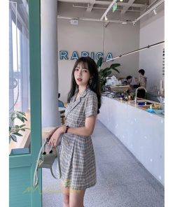 ミニ丈 | シャツワンピース レディース きれいめ チェック柄 夏新作 2021 コーデ カジュアルワンピ 韓国風 着痩せ 細身 日常感 レトロ 上品 アウトドア お出かけ デート