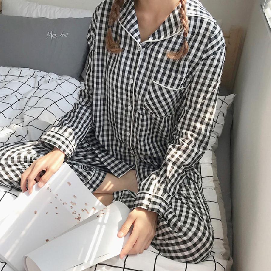セットアップ | ルームウェア 長袖 レディース チェック柄