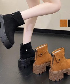 ショートブーツ | 厚底 バックジップ 韓国