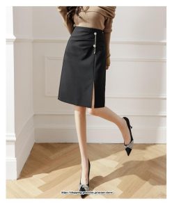 スカート | レディース ひざ丈 膝丈 オシャレ カジュアル Aライン スリット キレイめ 着痩せ 2022新作 通勤 通学 50代 秋冬コーデ 20代 30代 40代