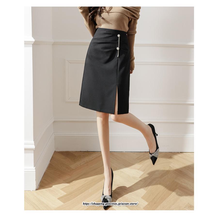 スカート | レディース ひざ丈 膝丈 オシャレ カジュアル Aライン スリット キレイめ 着痩せ 2022新作 通勤 通学 50代 秋冬コーデ 20代 30代 40代