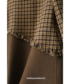 コート・ジャケット | テーラードジャケット レディース コート アウター 長袖 ミディアム丈 羽織り 春 秋 冬 切り替え チェック柄 カジュアル ダブルブレスト 着痩せ ラシャ 韓国風