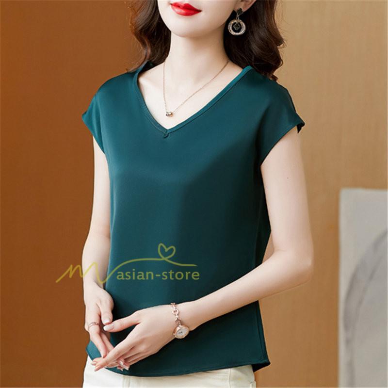 tシャツ・カットソー | Tシャツ レディース チュニック 春 夏 春夏 チュニックTシャツ カットソー 半袖 20代30代40代50代 ママ シンプル カシュクール お出かけ カジュアル インナー