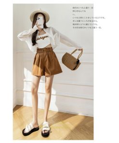 ショートパンツ | パンツ ハイウエスト 無地 美脚 カジュアル シンプル レディース 春 夏 新作 2022 ボトムス 韓国風 ゆったり ズボン 日常 短パン お出かけ