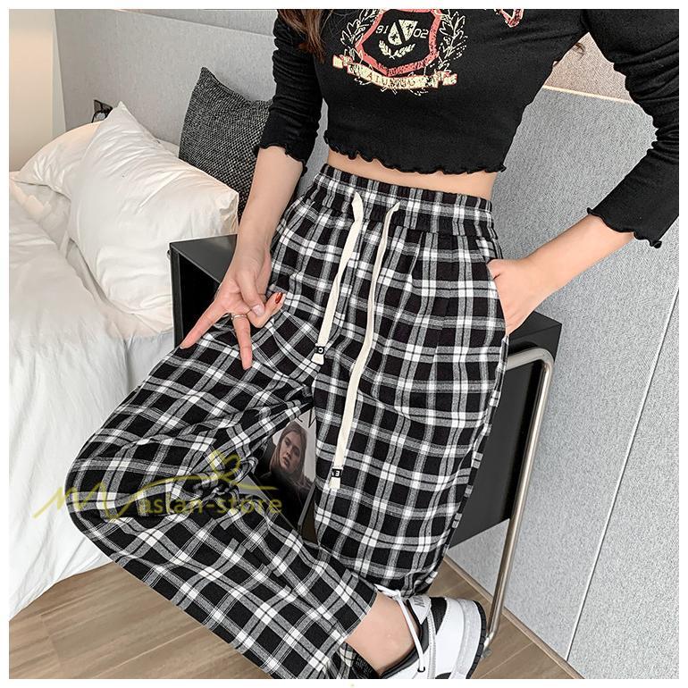 ワイドパンツ | レディース パンツ ゆったり 秋冬 コーデ カジュアル チェック柄 20代 30代 着痩せ 体型カバーロング丈 お出かけ ウエストゴム 50代 40代