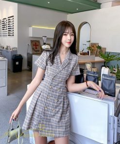 ミニ丈 | シャツワンピース レディース きれいめ チェック柄 夏新作 2021 コーデ カジュアルワンピ 韓国風 着痩せ 細身 日常感 レトロ 上品 アウトドア お出かけ デート
