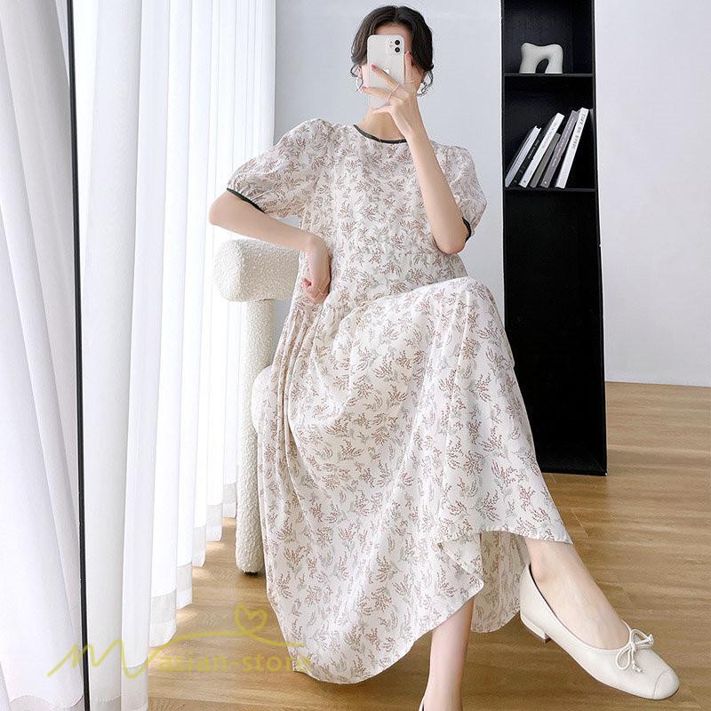 ワンピース | マタニティレディース 着痩せ 韓国風 小花柄 妊婦服 マタニティウェア 上品 大きいサイズ 夏服 Aラインお出かけ マタニティ