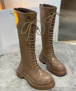 ニーハイブーツ | レースアップ ロングブーツ 厚底 韓国