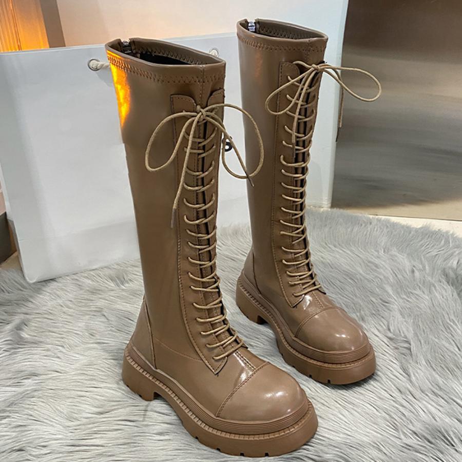 ニーハイブーツ | レースアップ ロングブーツ 厚底 韓国