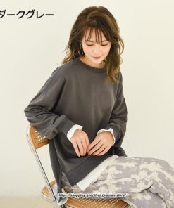 パーカー | スウエット トレーナー レディース トップス シャツ カジュアル 可愛い 春大活躍 レイヤードスタイル 長袖 大人 ボタンなし ゆったり 秋冬 防寒対策 送料無料