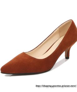 パンプス | スエードレディースシューズ ポインテッドトゥ ピンヒール スリッポン ストラップなし 滑り止めソール ミドルヒール ビジネス 大人 無地 上品