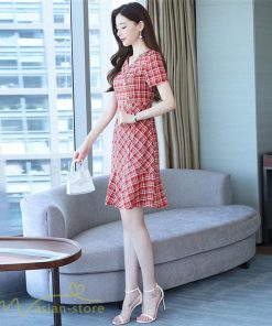 ミディアム | ワンピース チェック柄 レディース 膝丈 カジュアルワンピース Aライン フレア おしゃれ 上品 大きいサイズ きれいめ 夏服 上品 サマーワンピース エレガント